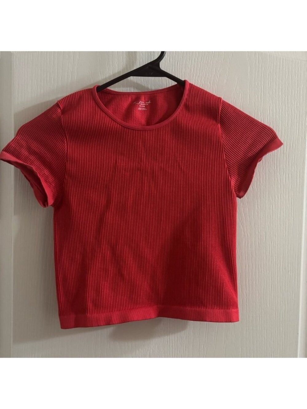 Urban Outfitters Red Ribbed Short Sleeve Tee